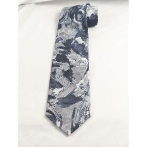 Pietro di Como Vintage Watercolor Tie 100% Silk Gray Black Marble‎